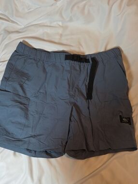 PacSun Men's Slate Blue Hybrid Shorts with Integrated Belt Mens Size Large